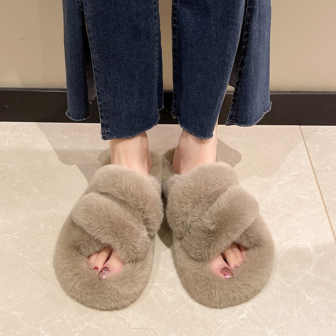 Winter Fuzzy Slippers Women Warm Soft Plush Shoes BENNYS