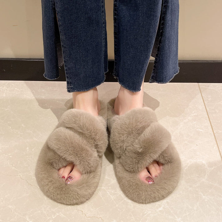 Winter Fuzzy Slippers Women Warm Soft Plush Shoes BENNYS