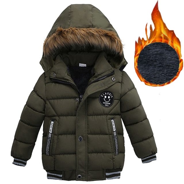 Boys jacket with outlet fur hood