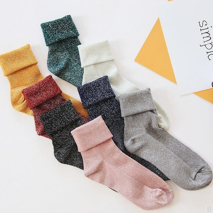 Winter fashion warm solid color flash socks BENNYS
