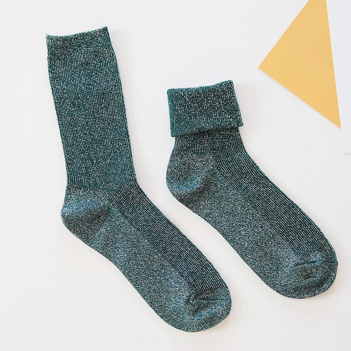 Winter fashion warm solid color flash socks BENNYS