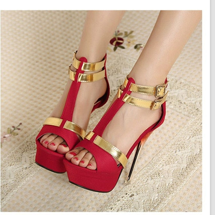 Women Casual Buckle Strap Pencil Heels Sexy Sandals BENNYS