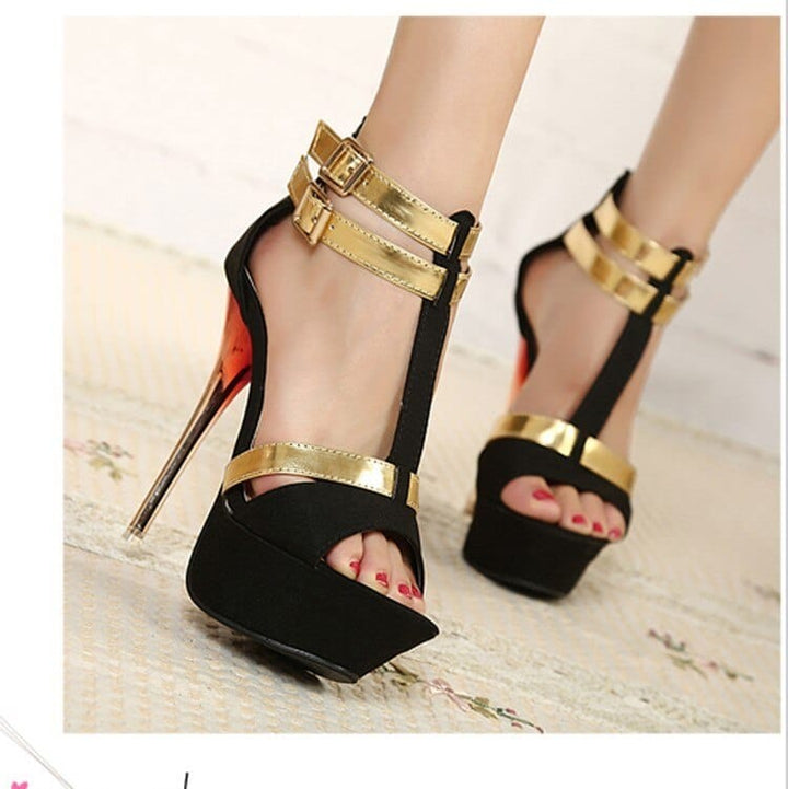 Women Casual Buckle Strap Pencil Heels Sexy Sandals BENNYS