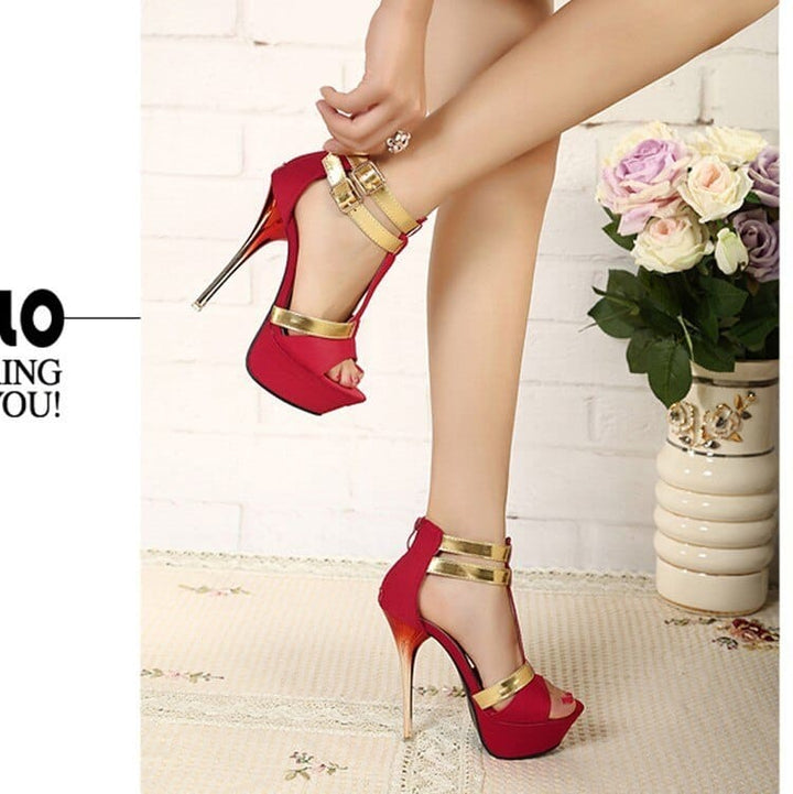 Women Casual Buckle Strap Pencil Heels Sexy Sandals BENNYS