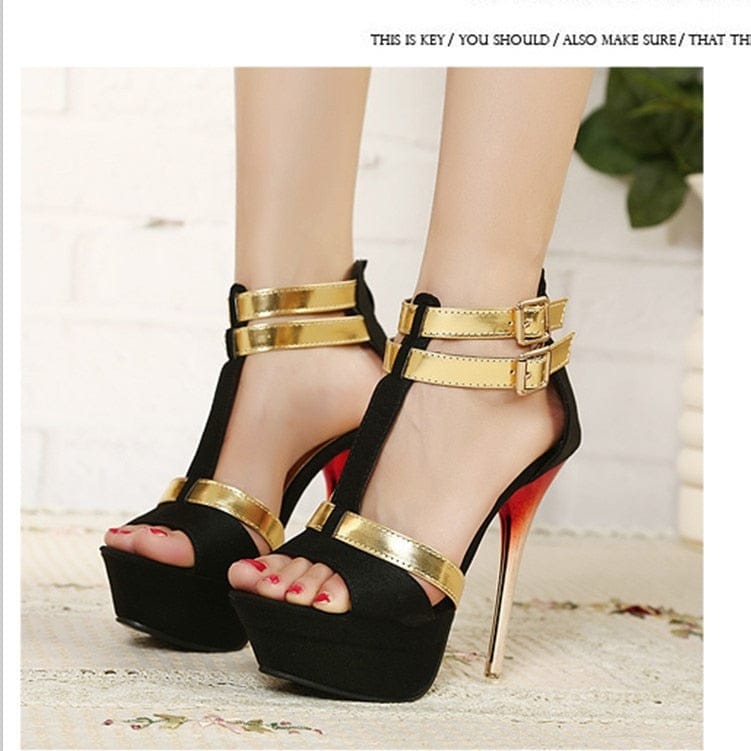 Women Casual Buckle Strap Pencil Heels Sexy Sandals BENNYS