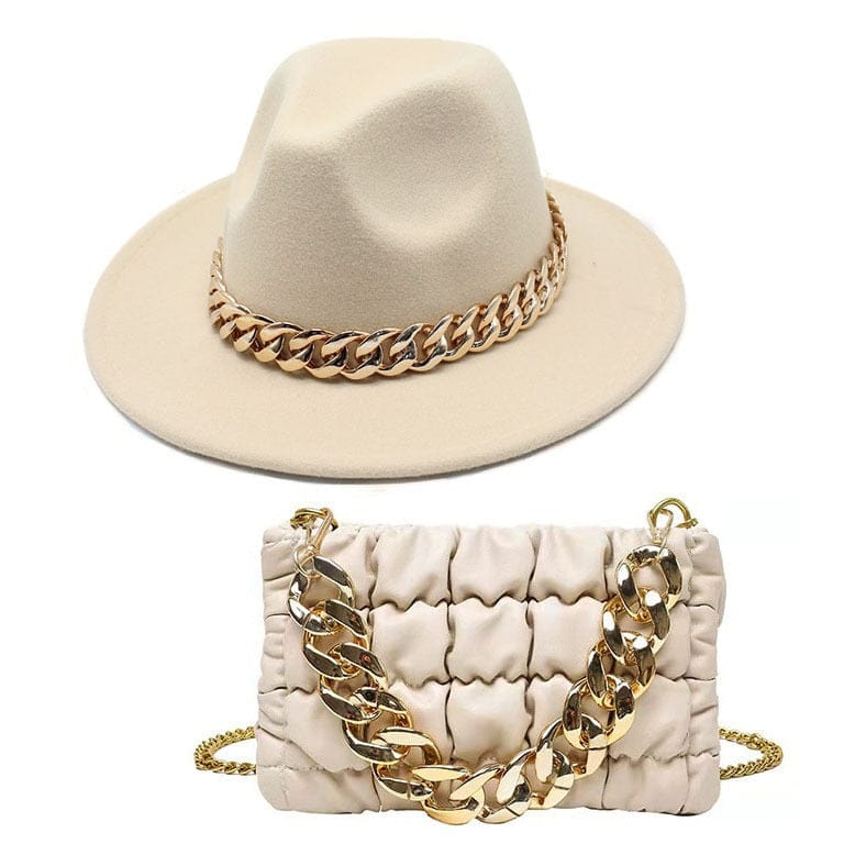Women Luxury  Chain Bag And Hats Set BENNYS