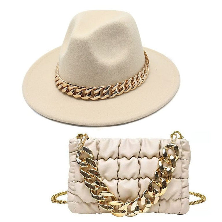 Women Luxury  Chain Bag And Hats Set BENNYS