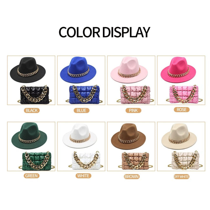 Women Luxury  Chain Bag And Hats Set BENNYS