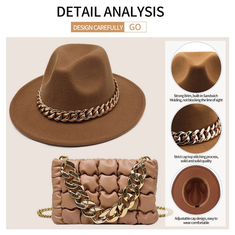 Women Luxury  Chain Bag And Hats Set BENNYS