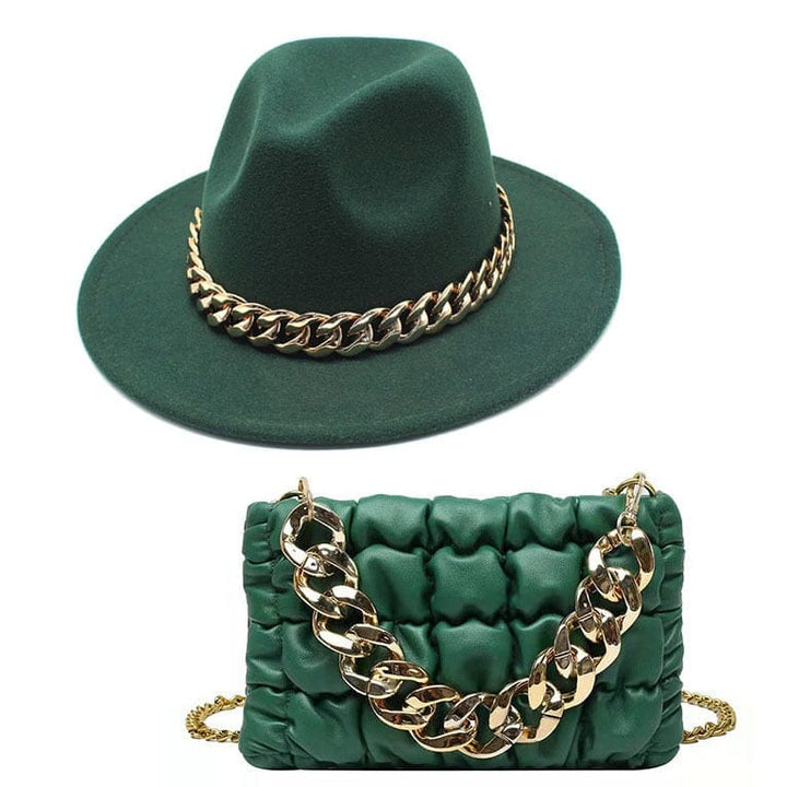 Women Luxury  Chain Bag And Hats Set BENNYS
