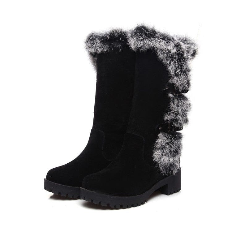 Women's Casual Frosted Medium Fur Boots BENNYS