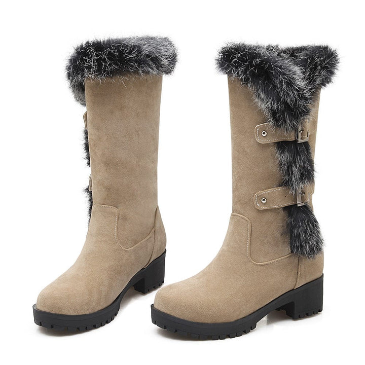 Women's Casual Frosted Medium Fur Boots BENNYS