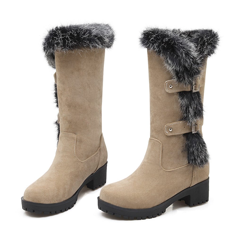 Women's Casual Frosted Medium Fur Boots BENNYS
