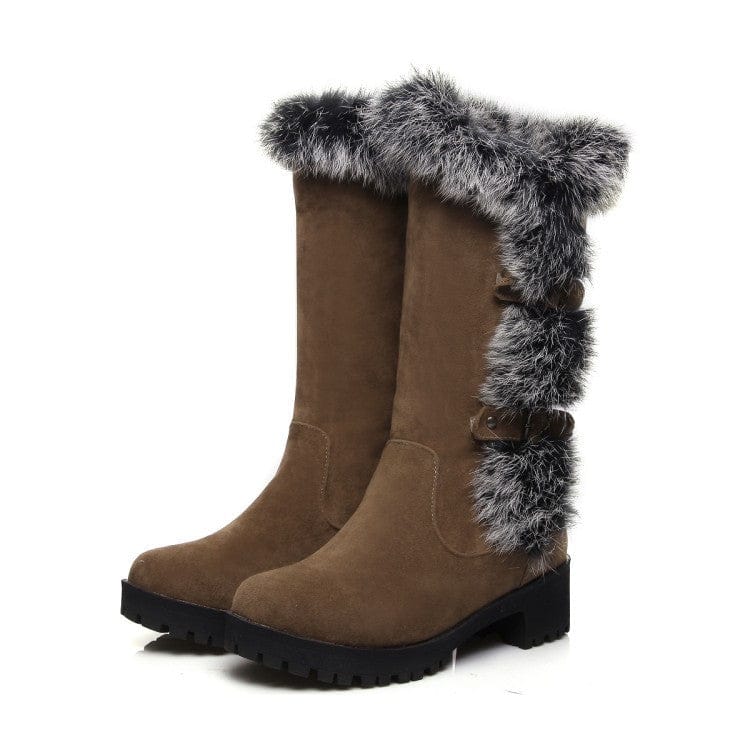 Women's Casual Frosted Medium Fur Boots BENNYS