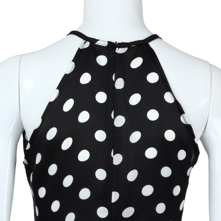 Women's Casual Summer Sleeveless O-Neck Dot Print Tops BENNYS