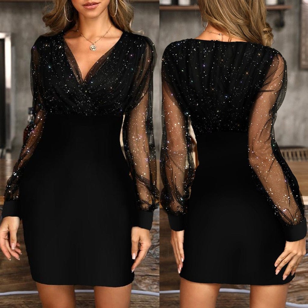 V-Neck Mesh Body Black