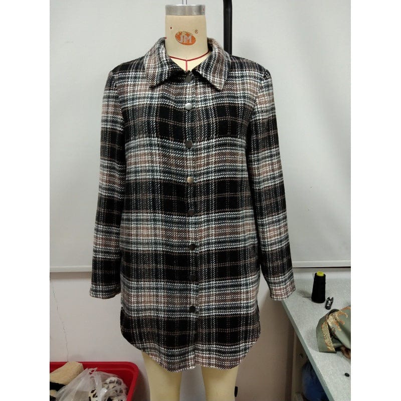 Women's Loose Casual Plush Plaid Shirt Jacket BENNYS