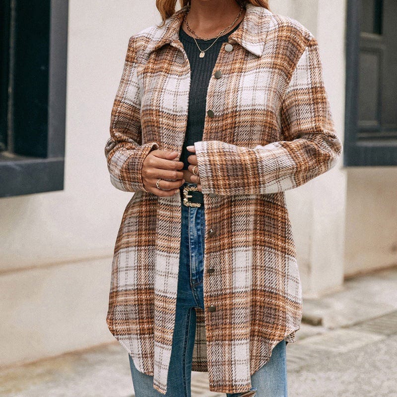 Women's Loose Casual Plush Plaid Shirt Jacket BENNYS