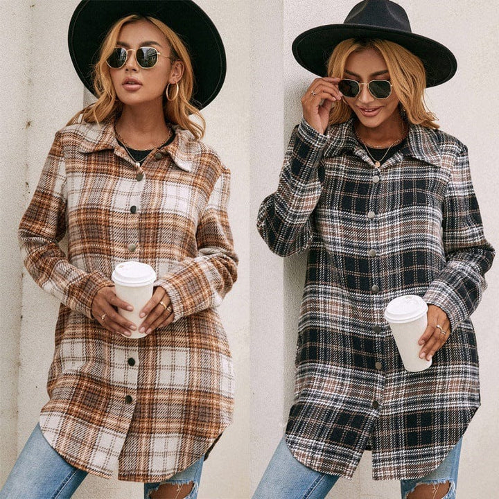 Women's Loose Casual Plush Plaid Shirt Jacket BENNYS