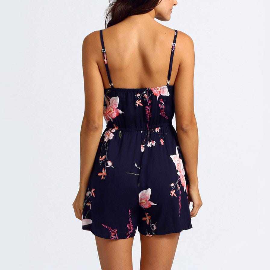 Women's Playsuit Ladies Sexy Strappy Floral Print Sleeveless Jumpsuit BENNYS