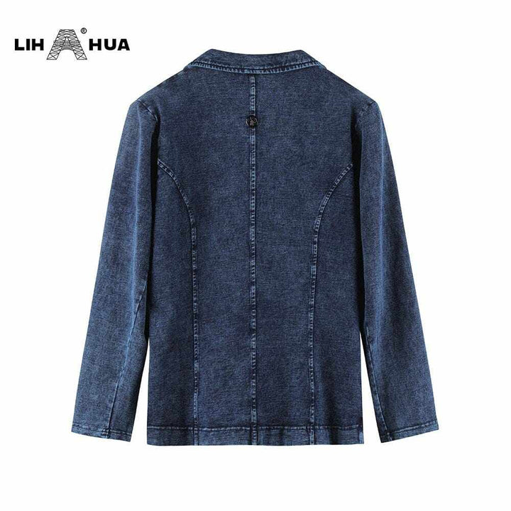 Women's Plus Size Casual Fashion/Business Stretch Knitted Denim Slim Fit Jacket BENNYS