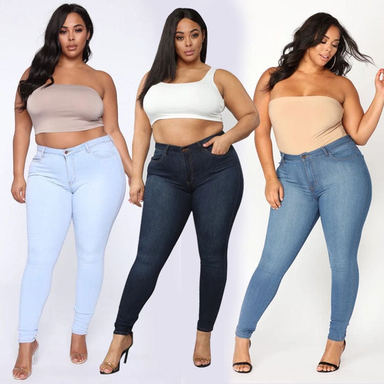 Plus size high hot sale waisted skinny jeans