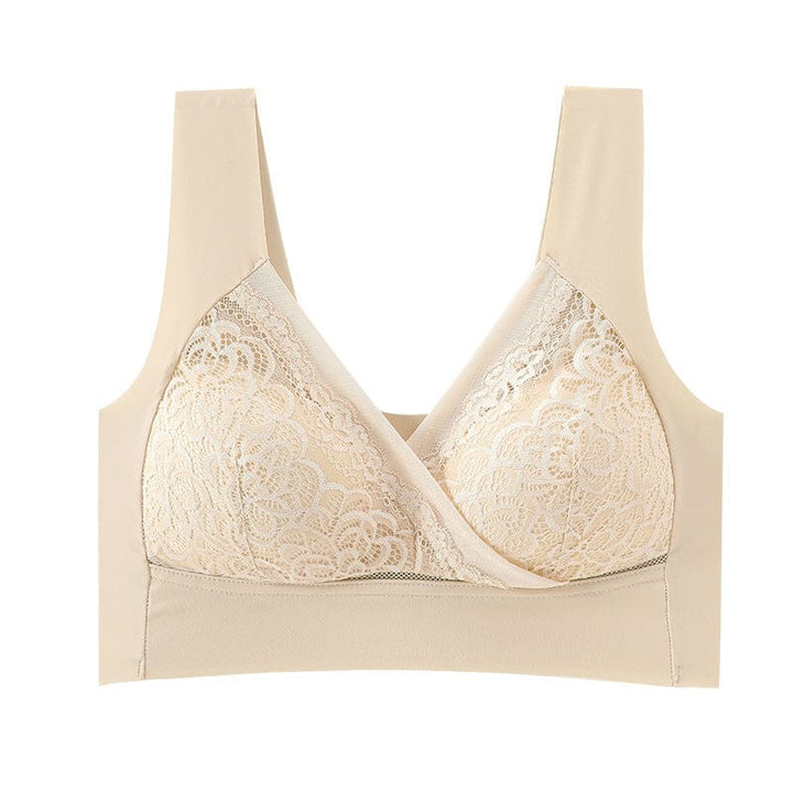 Women's Plus Size Gather Lace Bra Without Steel Ring Decompression Straps BENNYS