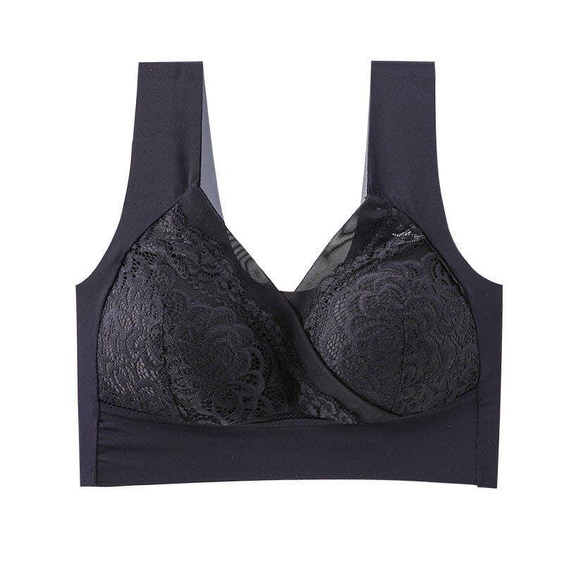 Women's Plus Size Gather Lace Bra Without Steel Ring Decompression Straps BENNYS