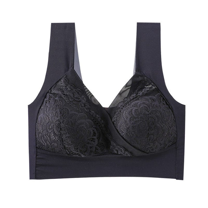 Women's Plus Size Gather Lace Bra Without Steel Ring Decompression Straps BENNYS