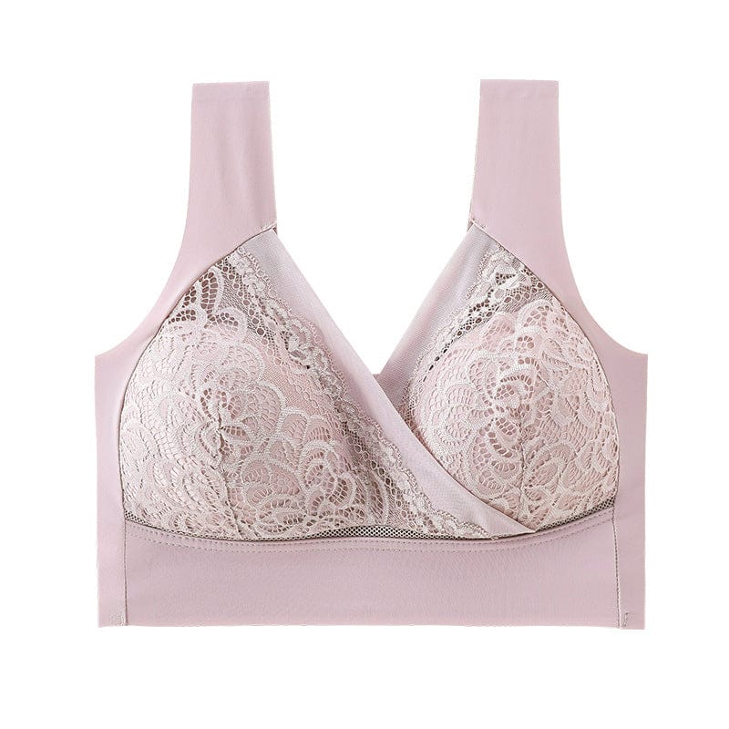 Women's Plus Size Gather Lace Bra Without Steel Ring Decompression Straps BENNYS