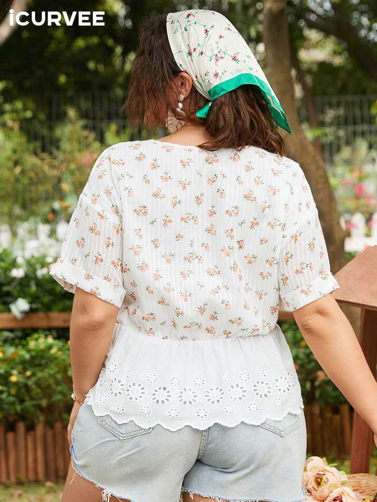 Women's Ruffled Lace Tops Summer Casual Short Sleeve Blouse BENNYS