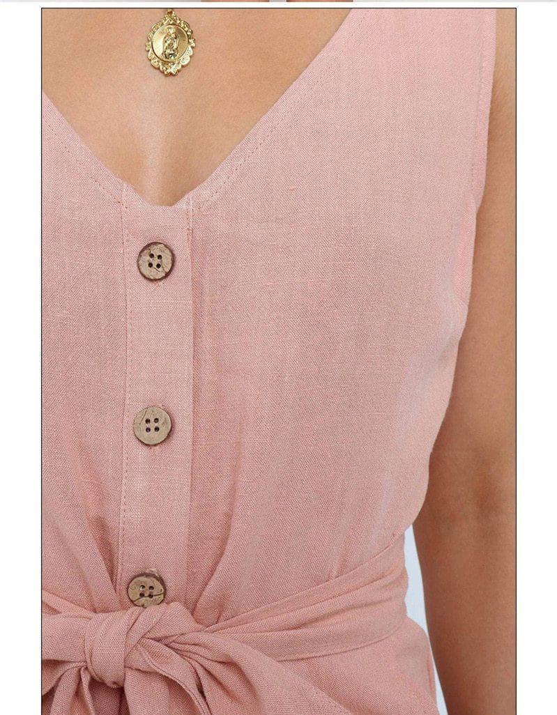 Women's Sexy V Neck Cotton Sleeveless Playsuit  Short Jumpsuit Femme Rompers BENNYS