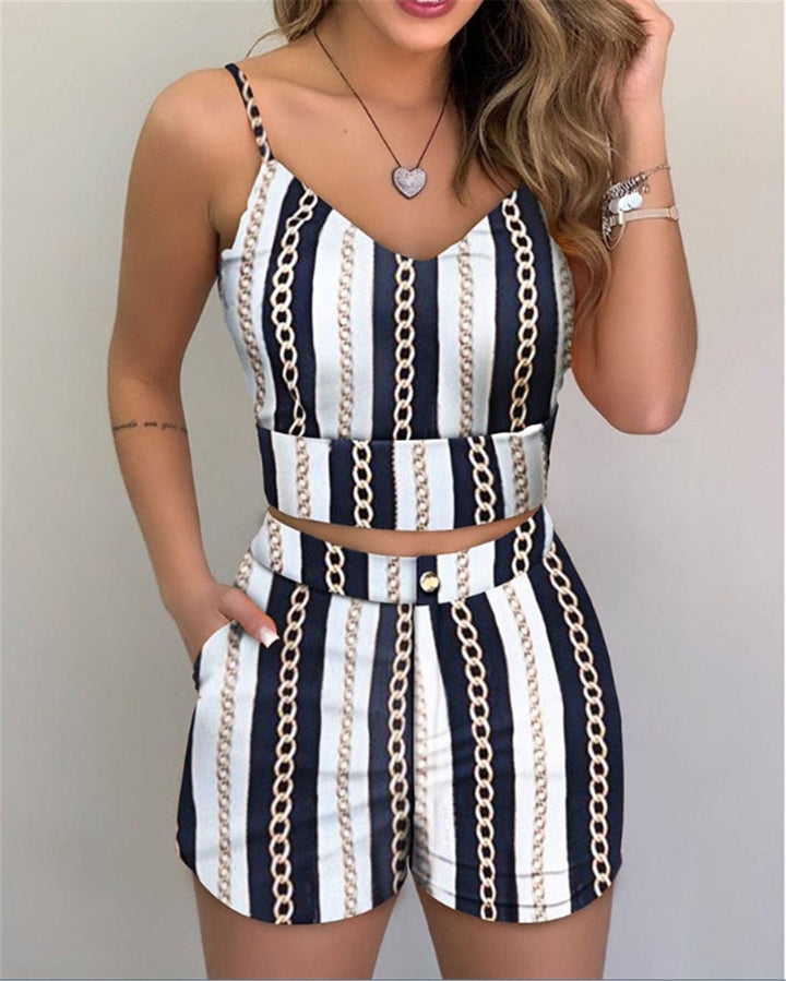 Women's Shorts 2 Pieces Sets Summer Office Lady Floral Female Outfits BENNYS