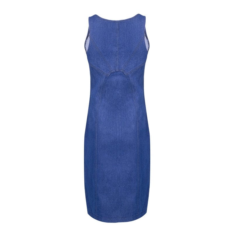 Women's Summer Sleeveless Denim Dress Slim Zipper Jeans Dress BENNYS
