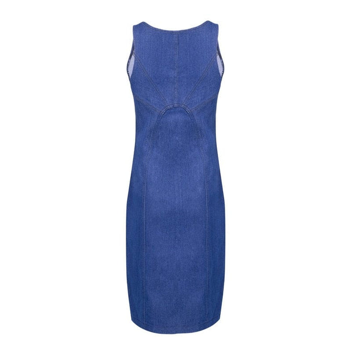 Women's Summer Sleeveless Denim Dress Slim Zipper Jeans Dress BENNYS