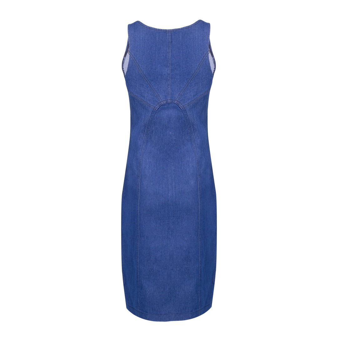 Women's Summer Sleeveless Denim Dress Slim Zipper Jeans Dress BENNYS