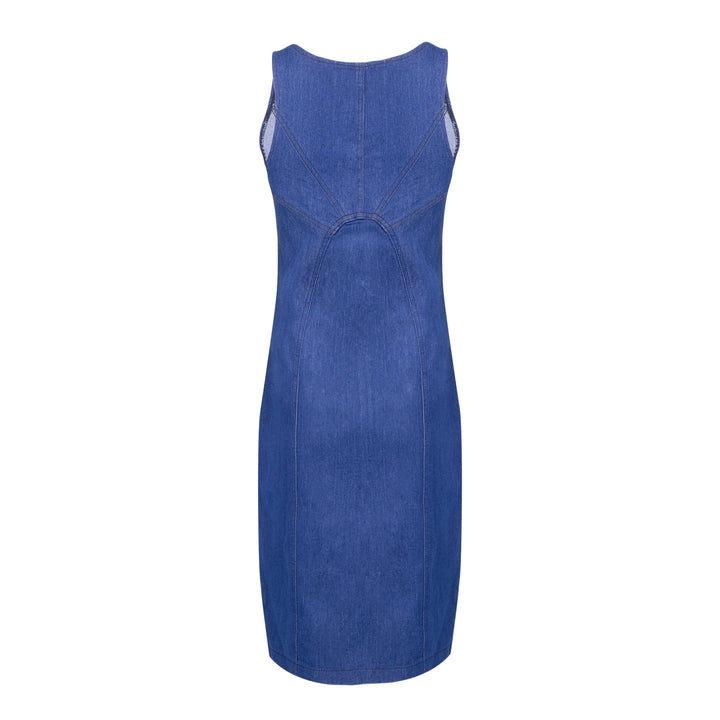 Women's Summer Sleeveless Denim Dress Slim Zipper Jeans Dress BENNYS