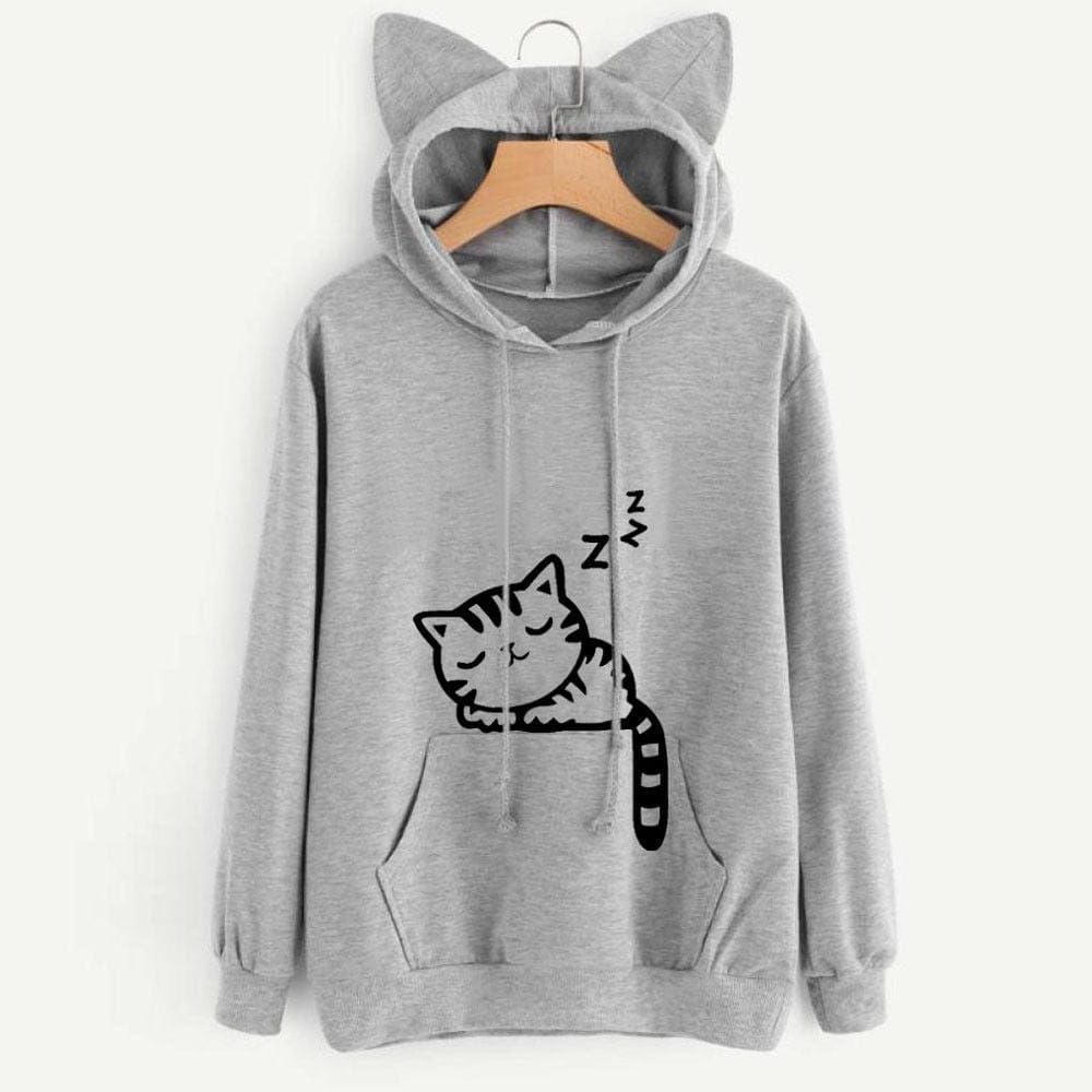 Women's loose printed hooded sweater BENNYS