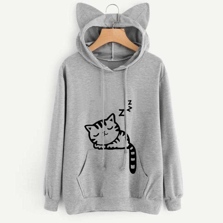 Women's loose printed hooded sweater BENNYS