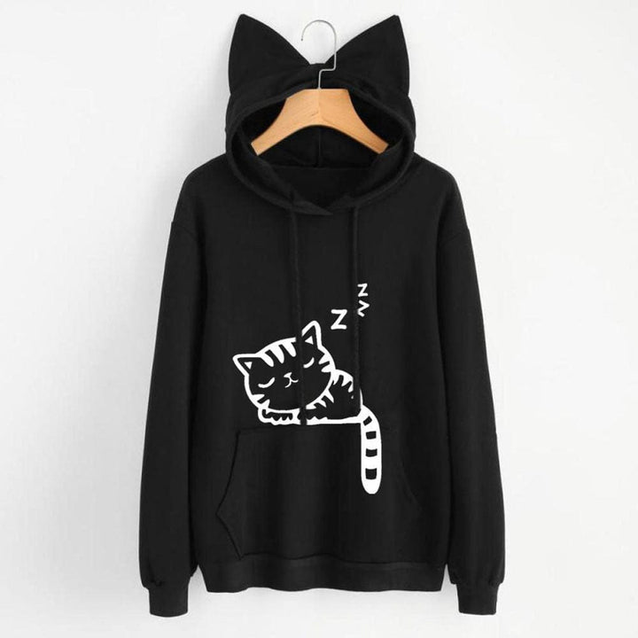 Women's loose printed hooded sweater BENNYS