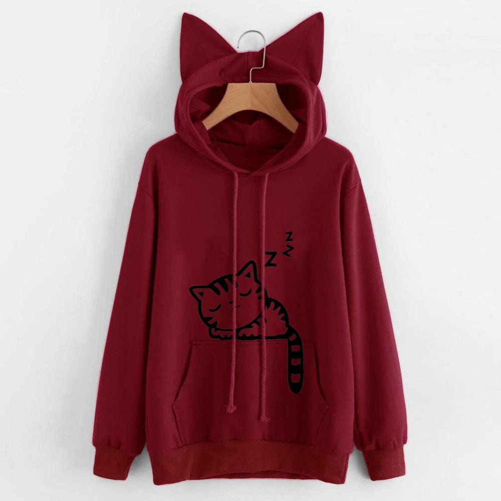 Women's loose printed hooded sweater BENNYS