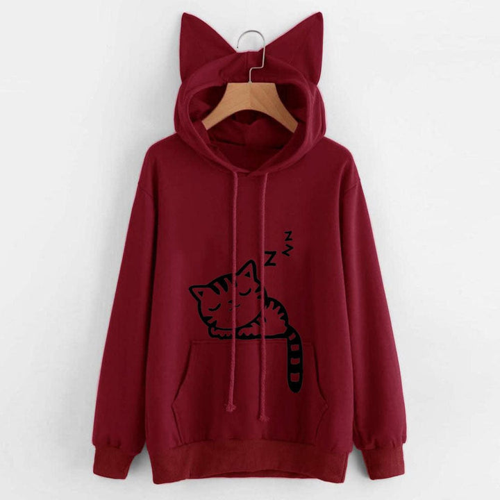 Women's loose printed hooded sweater BENNYS