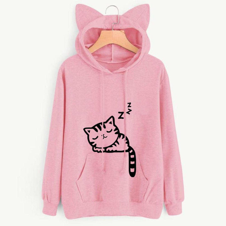 Women's loose printed hooded sweater BENNYS