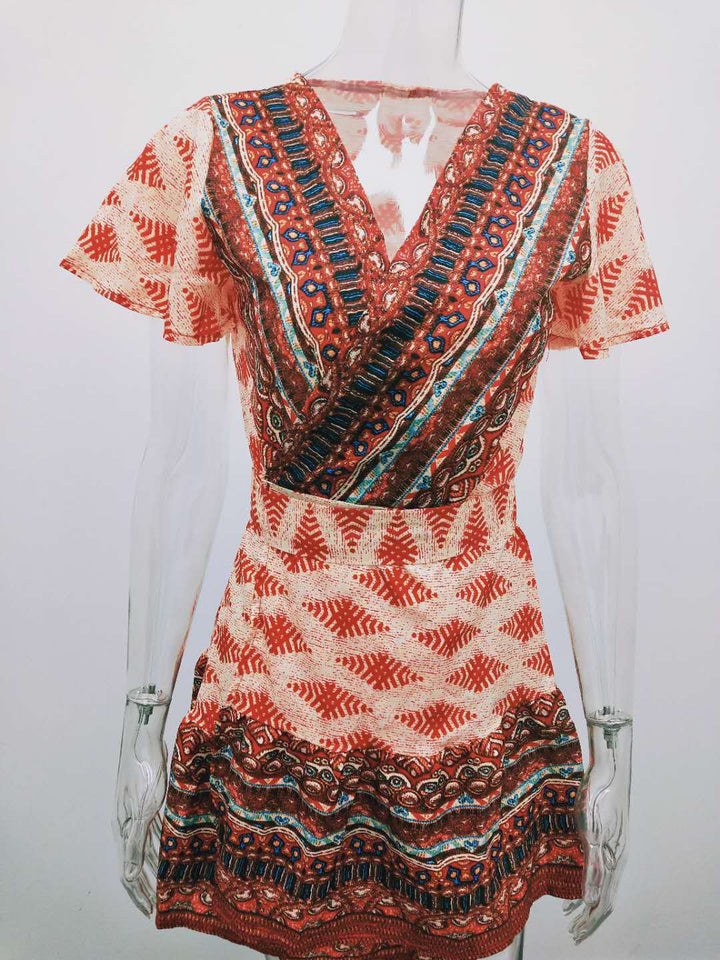 Women's summer new holiday print bohemian dress BENNYS