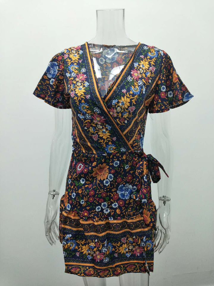 Women's summer new holiday print bohemian dress BENNYS