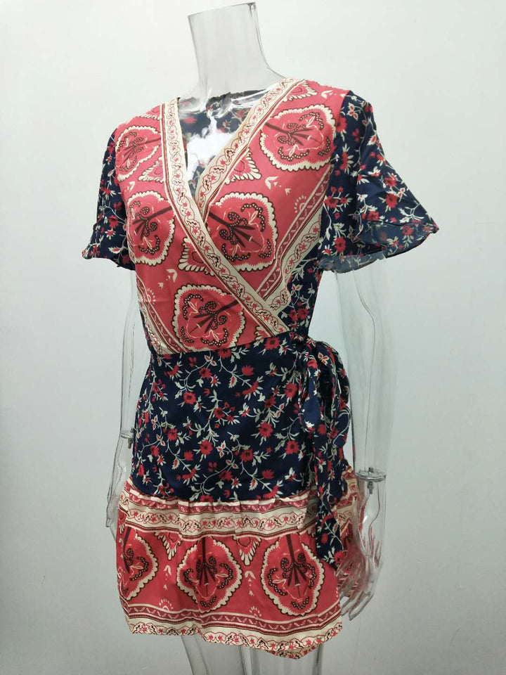 Women's summer new holiday print bohemian dress BENNYS