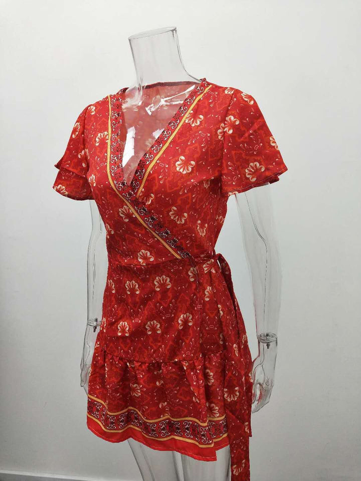 Women's summer new holiday print bohemian dress BENNYS
