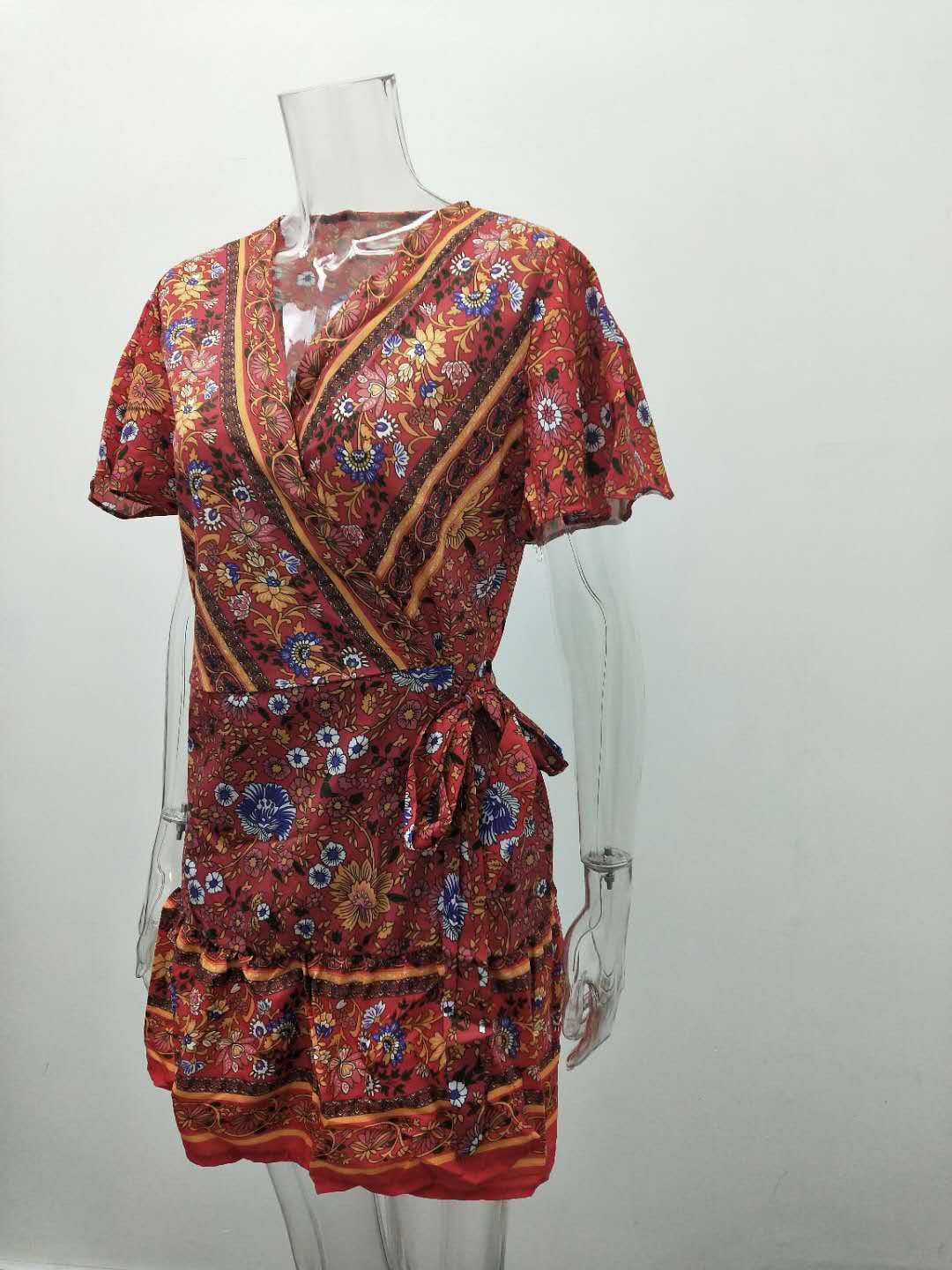 Women's summer new holiday print bohemian dress BENNYS