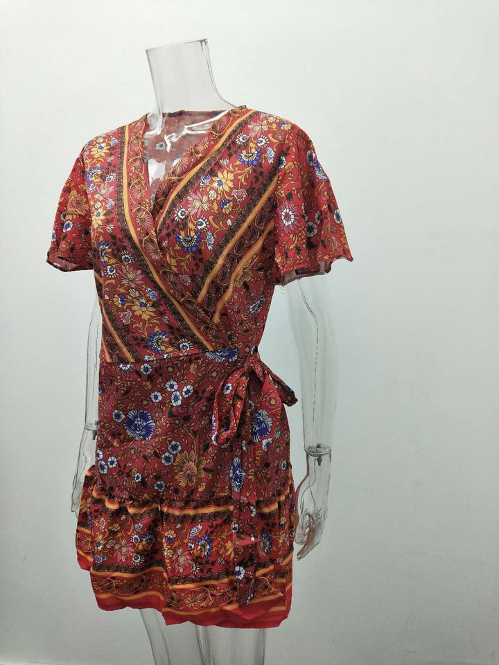 Women's summer new holiday print bohemian dress BENNYS