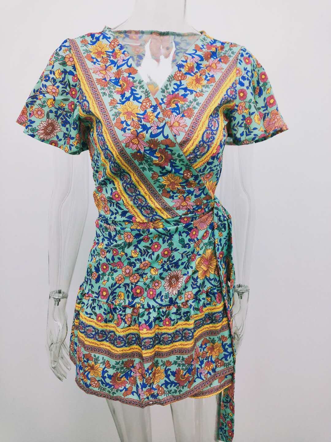 Women's summer new holiday print bohemian dress BENNYS